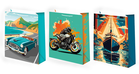 Пакет подарочный S вертикальный, В путь, МИКС, 18*23*10 см (Д*В*Ш)