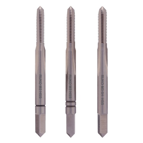 Метчик М 3,0х0,5 (Комплект 3шт, левый) DIN352 HSS-G 6h 40мм a=2,7 Ruko 230030LI