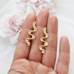 Швензы Волна 35*12 мм с английским замком, позолота, Ш012