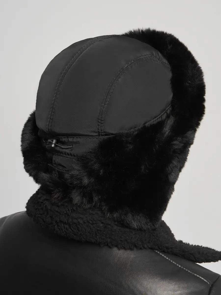 Шапка ушанка меховая теплая с флисом