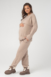 Спортивный костюм для беременных и кормящих 17468 бежевый меланж