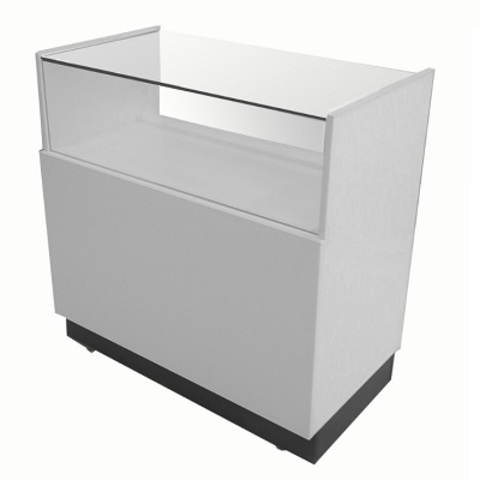 Прилавок стекляный МТ-06 с 1 полкой, 900х900Нх490 мм, цвет белый