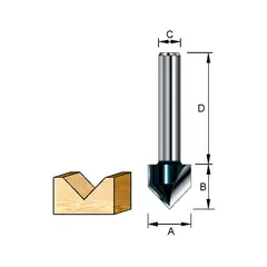 Фреза для V-образных пазов 12,7х32х15,9х8 мм; 60° Makita D-10752