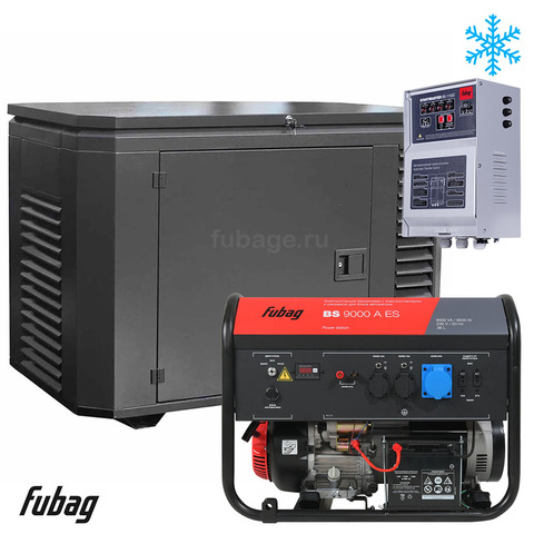 Бензиновый генератор в зимнем кожухе с блоком АВР Fubag BS 9000 A ES/1200SCW RAL 7024