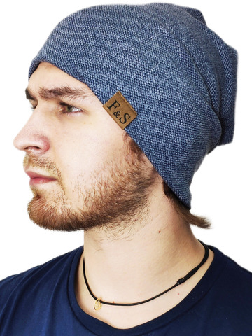 Картинка шапка-бини Skully Wear Loose Knitted Hat navy blue - 3