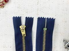 Молния джинсовая, Т4, п/а, L 18 см, тёмно-синий/золото