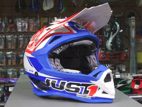 Шлем кроссовый Just1 J32 2017 белый-синий-красный, размер L (59-60)