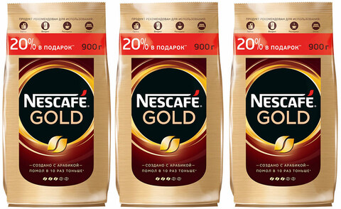 купить Комплект кофе растворимый Nescafe Gold, 900 г пакет х 3 шт