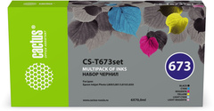 Чернила Cactus CS-T673 set 673 черный/голубой/пурпурный/желтый/светло-голубой/светло-пурпурный набор 6x70мл для Epson Inkjet Photo L800/L801/L810/L850