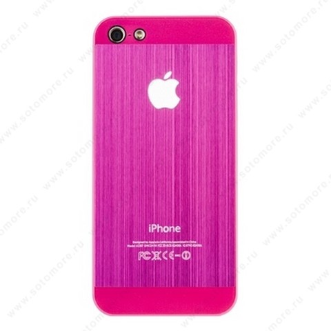 Накладка R PULOKA для iPhone SE/ 5s/ 5C/ 5 металлическая цвет ярко-розовый