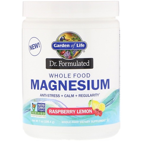Garden of Life, Dr. Formulated, порошок магния из цельных продуктов, малина и лимон, 198,4 г