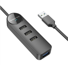 USB-разветвитель Borofone DH5 4USB 3.0 1.2 м на USB черный