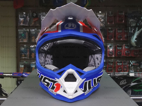 Шлем кроссовый Just1 J32 2017 белый-синий-красный, размер L (59-60)
