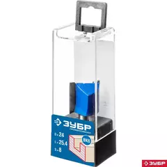 ЗУБР 24 x 25 мм, хвостовик 8 мм, фреза пазовая прямая, Профессионал (28753-24-25)