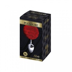 Анальный плаг Alive Fluffy красный M: 8х3,5 см