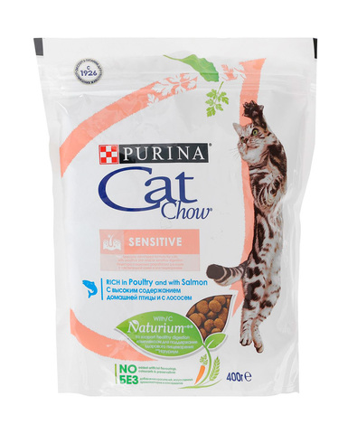 Purina Cat Chow сухой корм для кошек с чувствительным пищеварением здор/кожа/шерсть 400 г