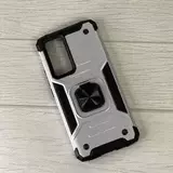 Противоударный чехол Strong Armour Case с кольцом для Xiaomi 12T, 12T Pro (Серебро)