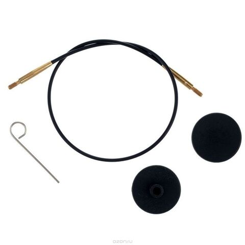 Тросик черный-золото Knit Pro, длина 94 см, (в сборе со спицами 120 см.),(10535)