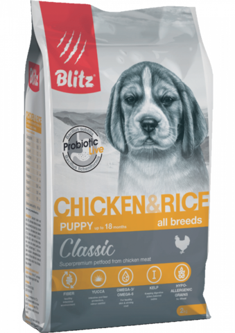 Blitz Classic Chicken & Rice Puppy щенки всех пород, сухой, крица рис (2 кг)