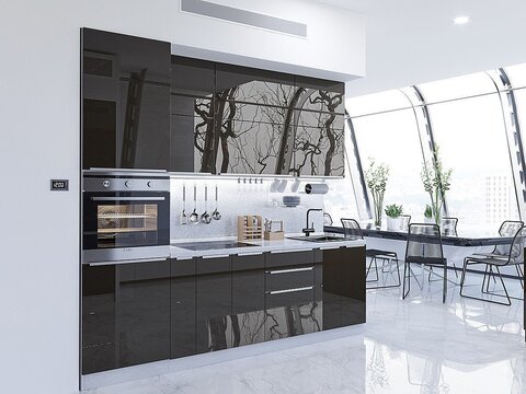Прямая модульная кухня Фьюжн-03 Anthracite - Белый 2140*2600*600