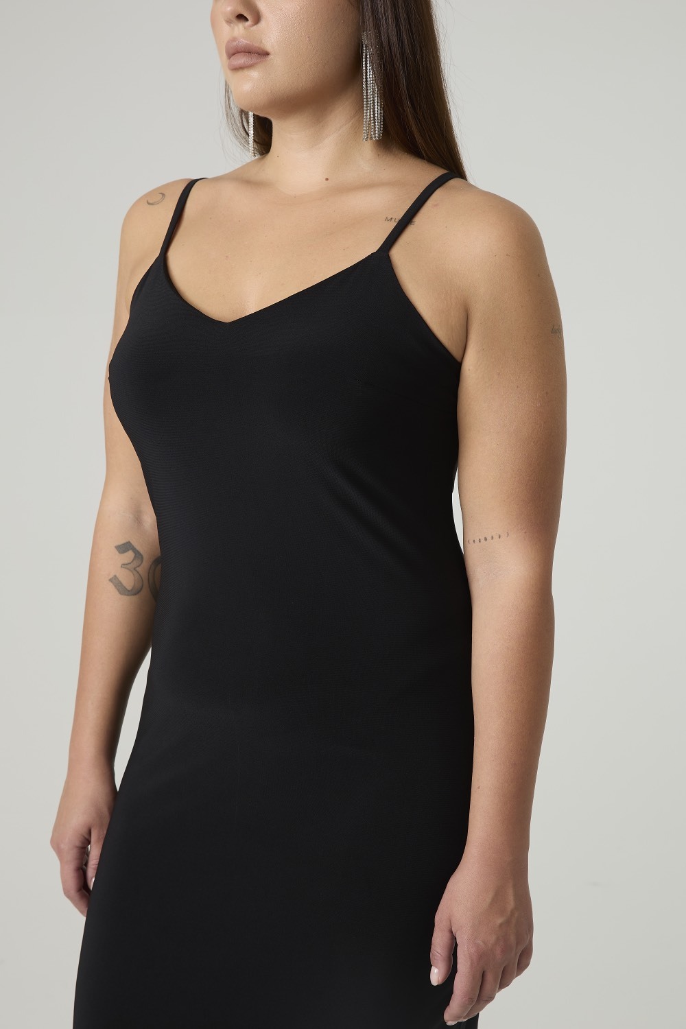 Платье-комбинация из трикотажа, черный