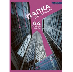 
          Папка для черчения А4 20л., Alingar, без рамки, целлюлозный картон,160г/м2, "Город"