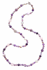 Бусы Лавандовая дорожка из аметиста, флюорита, лунника и розового кварца