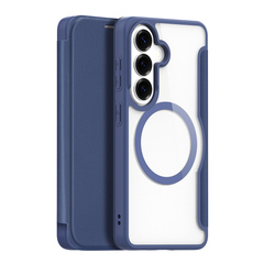 Чехол книжка синего цвета с MagSafe для Samsung Galaxy S26+ Плюс, серия Skin X Pro Series от Dux Ducis