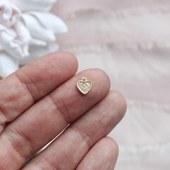 Подвеска Сердце с фианитами, 8*6 мм, позолота, П500