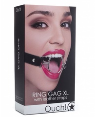 Расширяющий кляп Ring Gag XL с чёрными ремешками - 