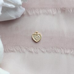 Подвеска Сердце с фианитами, 8*6 мм, позолота, П500