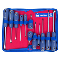 МАСТАК (04-12Z) Набор отверток в футляре на молнии (PH, SL) 12 предметов