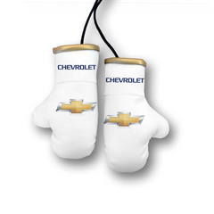 Перчатки боксерские комбинированные "Chevrolet", белые с золотым