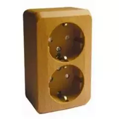 Systeme Electric ЭТЮД Бук Розетка 2-местная открытая установка с заземляющими контактами со шторками PA16-008T