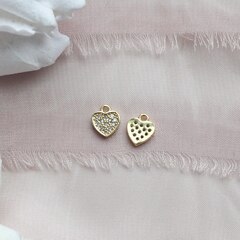 Подвеска Сердце с фианитами, 8*6 мм, позолота, П500