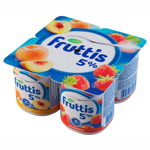 Йогурт FRUTTIS Слив лакомство Клубника Персик 5% 115 гр Campina РОССИЯ