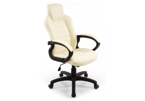 Офисное кресло для персонала и руководителя Компьютерное Kadis кремовое 62*62*100 Черный пластик /Кремовый кожзам
