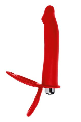 Красная насадка на пенис для двойного проникновения - 19 см. - ToyFa Black&Red 901412-9