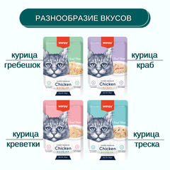 Wanpy Cat пауч для кошек из курицы и треска 85 г