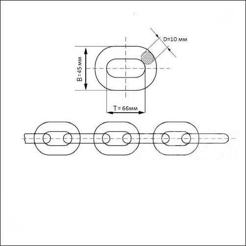 Чертеж звена цепи