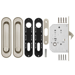 Защелка с ручками для раздвижных дверей SH.SL152.KIT011-BK (Soft LINE SL-011) SN-3 матовый никель