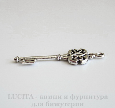 Подвеска "Ключик" 45х17 мм (цвет - античное серебро)