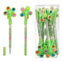 Ручка шариковая, Basir, синие чернила, серия "Динозаврик", с игрушкой-спиннером, 12 шт