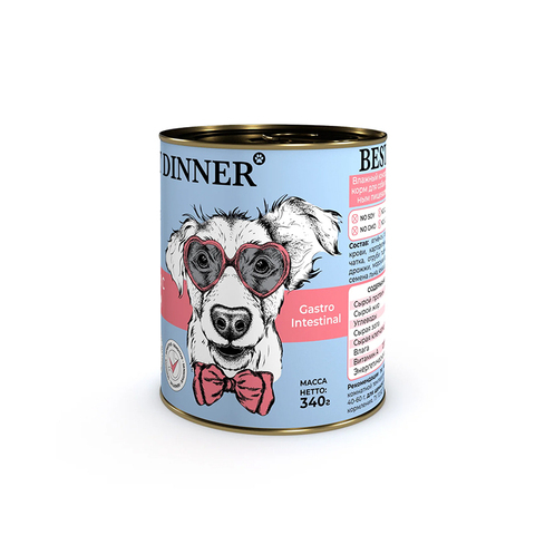 Влажный корм Best Dinner Vet Profi Gastrointestinal, для собак и щенков, ягненок/сердце, 340 г