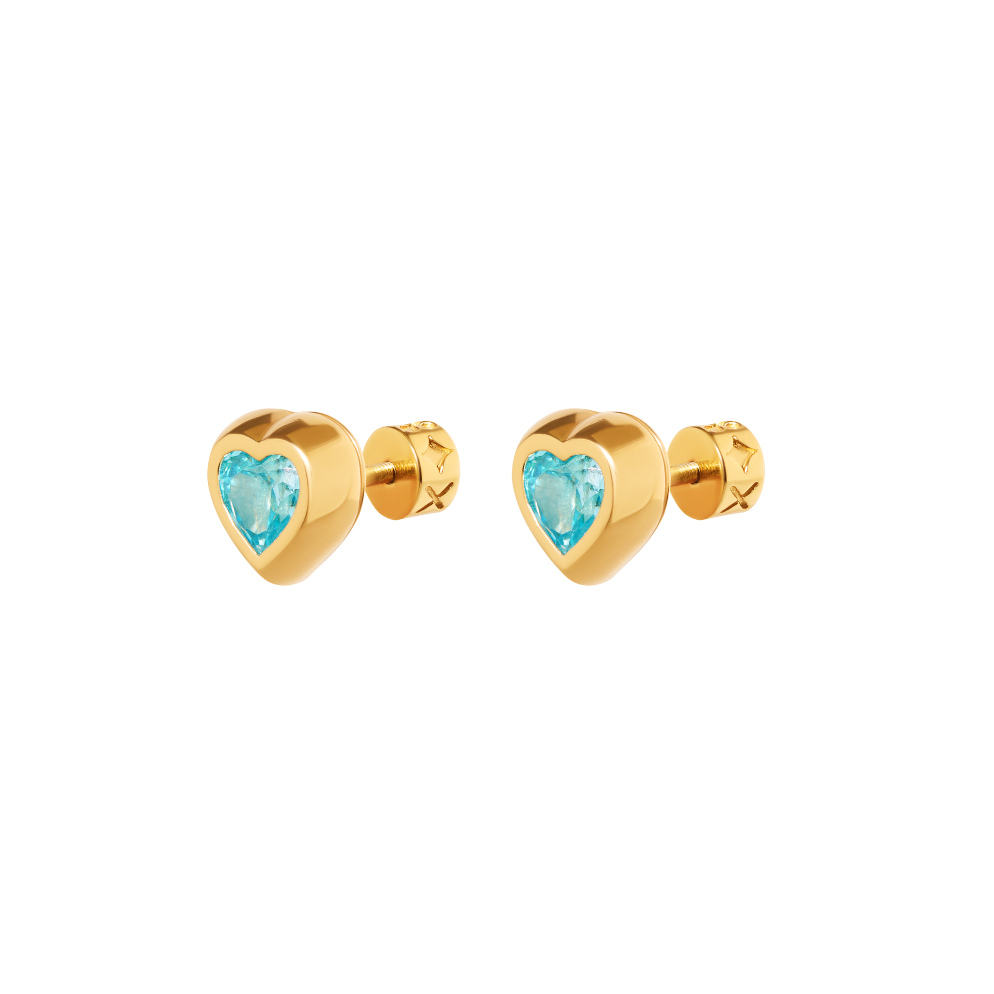 VIVA LA VIKA Серьги Gold Heart With Gem Earrings - Blue