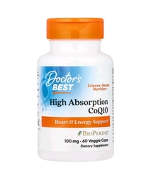 Doctor's Best, коэнзим Q10 с высокой степенью всасывания, с BioPerine, 100 мг, 60 вегетарианских капсул