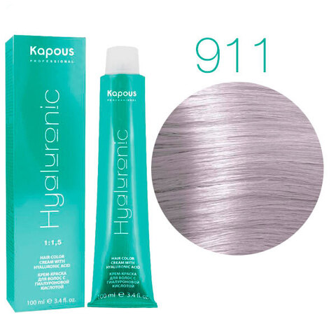 Kapous HY Hyaluronic Acid 911 (Осветляющий серебристый пепельный) - Крем-краска для волос с гиалуроновой кислотой
