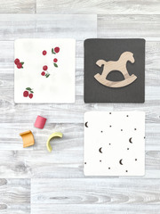 Сет из 3х пелёнок Mjölk Брусника/Steel Grey/Ночное Небо