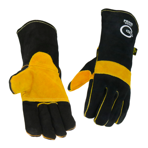 Краги спилковые START Prime усиленная ладонь (желто-черные)