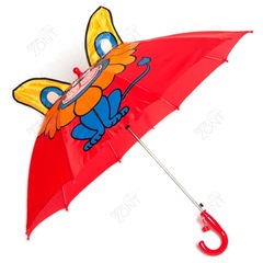 Детский зонтик красный со львом и ушками со свистком